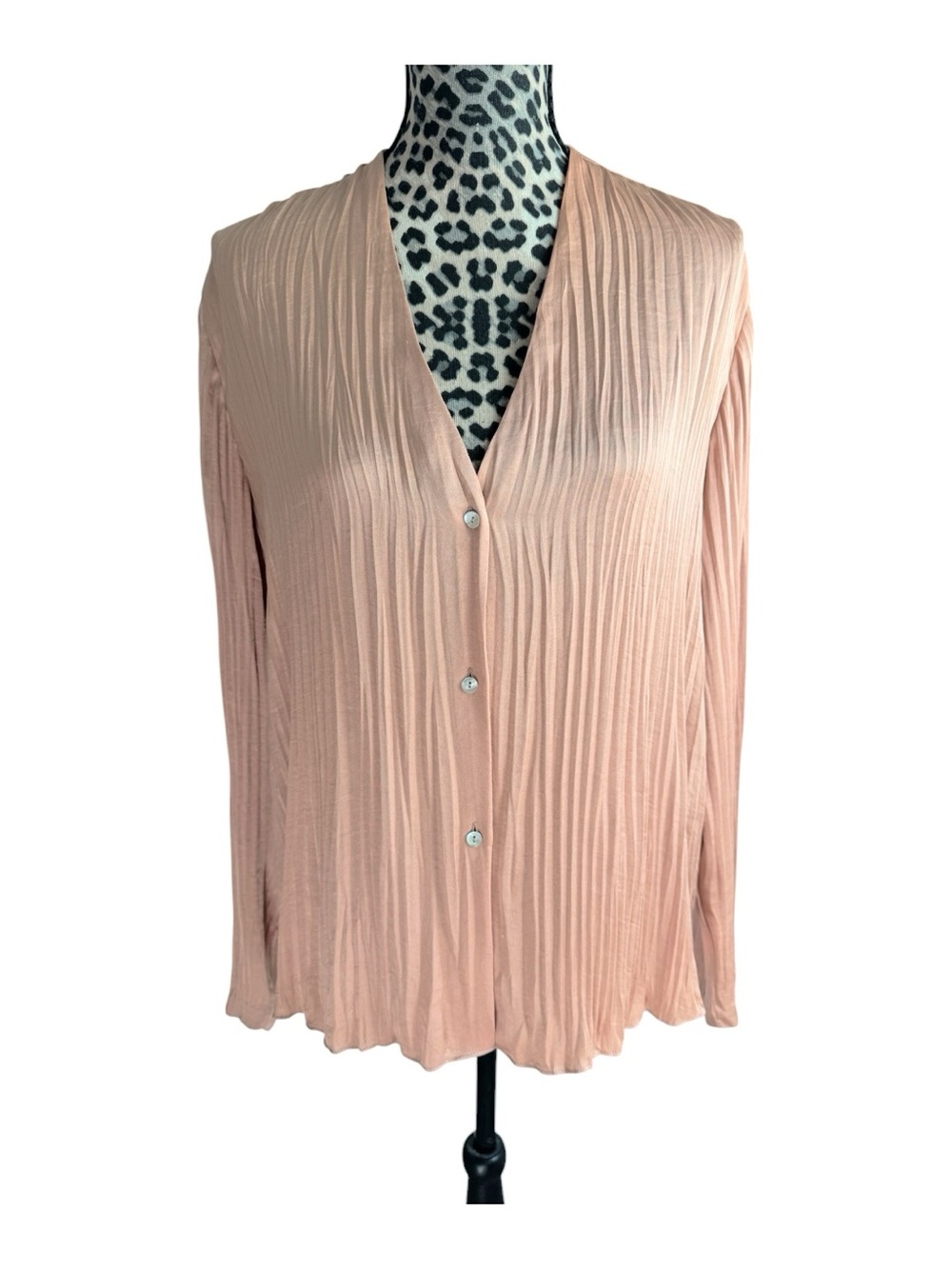 Vince Blush Pink Pleated Button-Down Top
